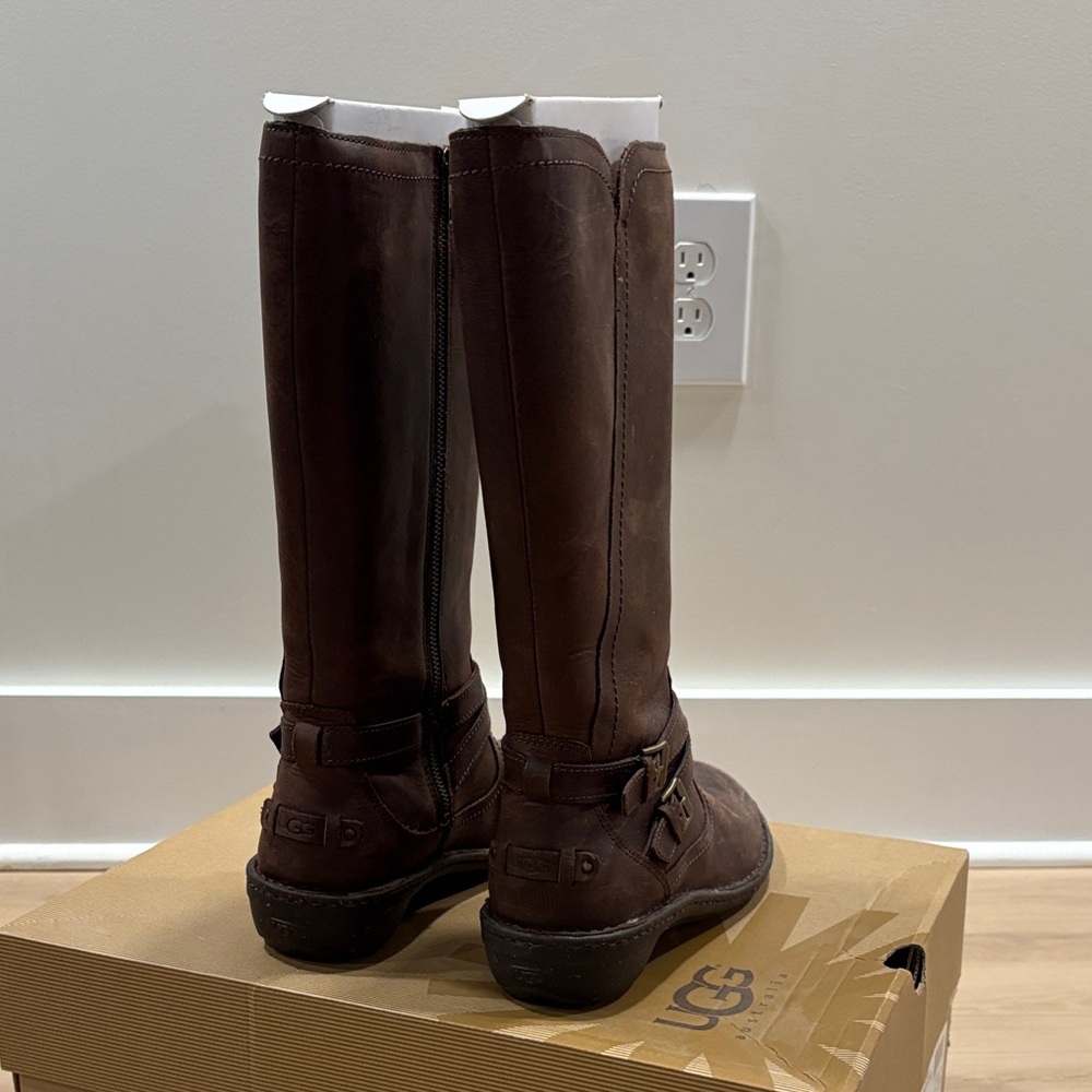 UGG Chocolate Brown Leather Knee-High Boots - Picture 7 of 8